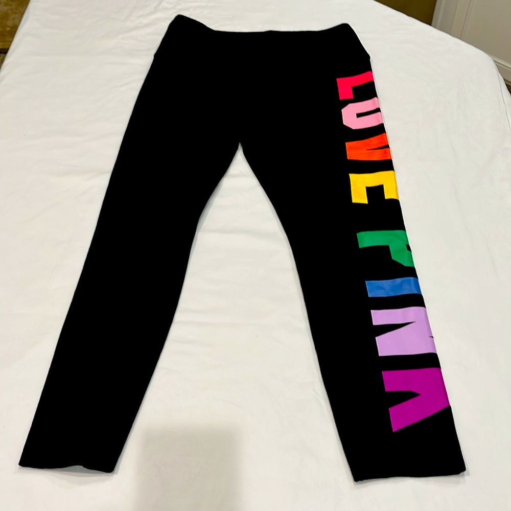 Black Leggings with Colorful LOVE PINK Print